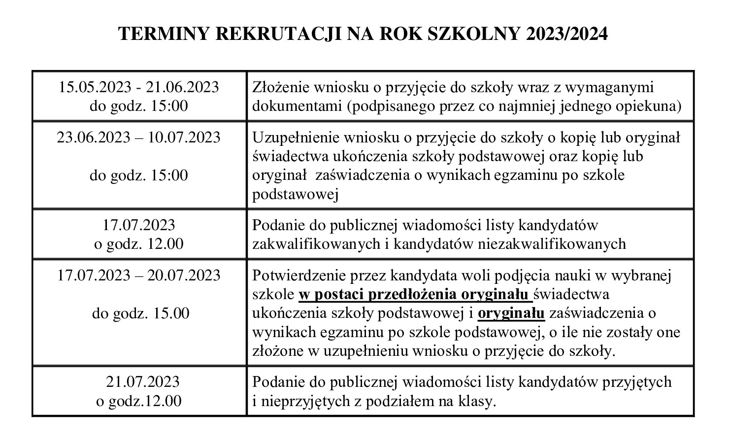 terminy rekrutacji 2023